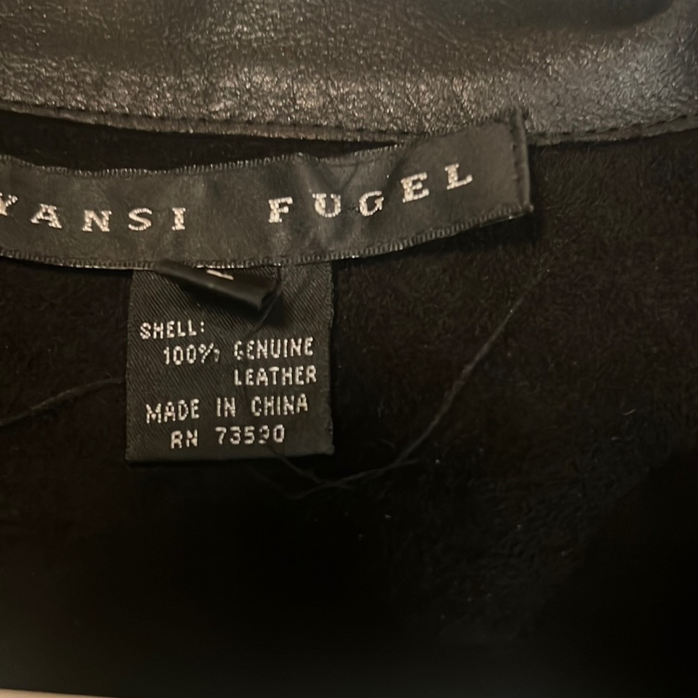Black 100% leather button front shirt